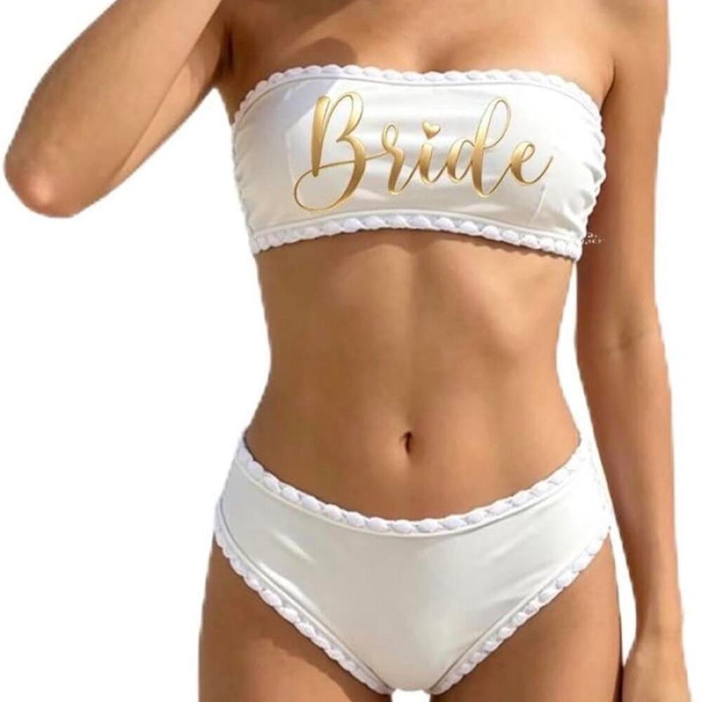 White gold bride bikini